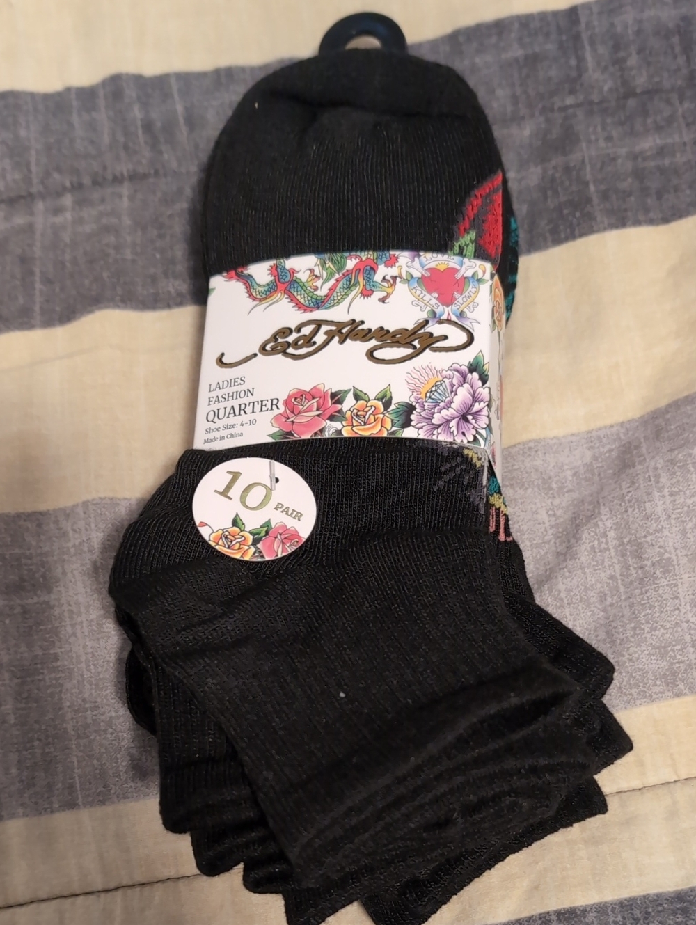 Ed Hardy Quarter Socks - 10 Pairs New